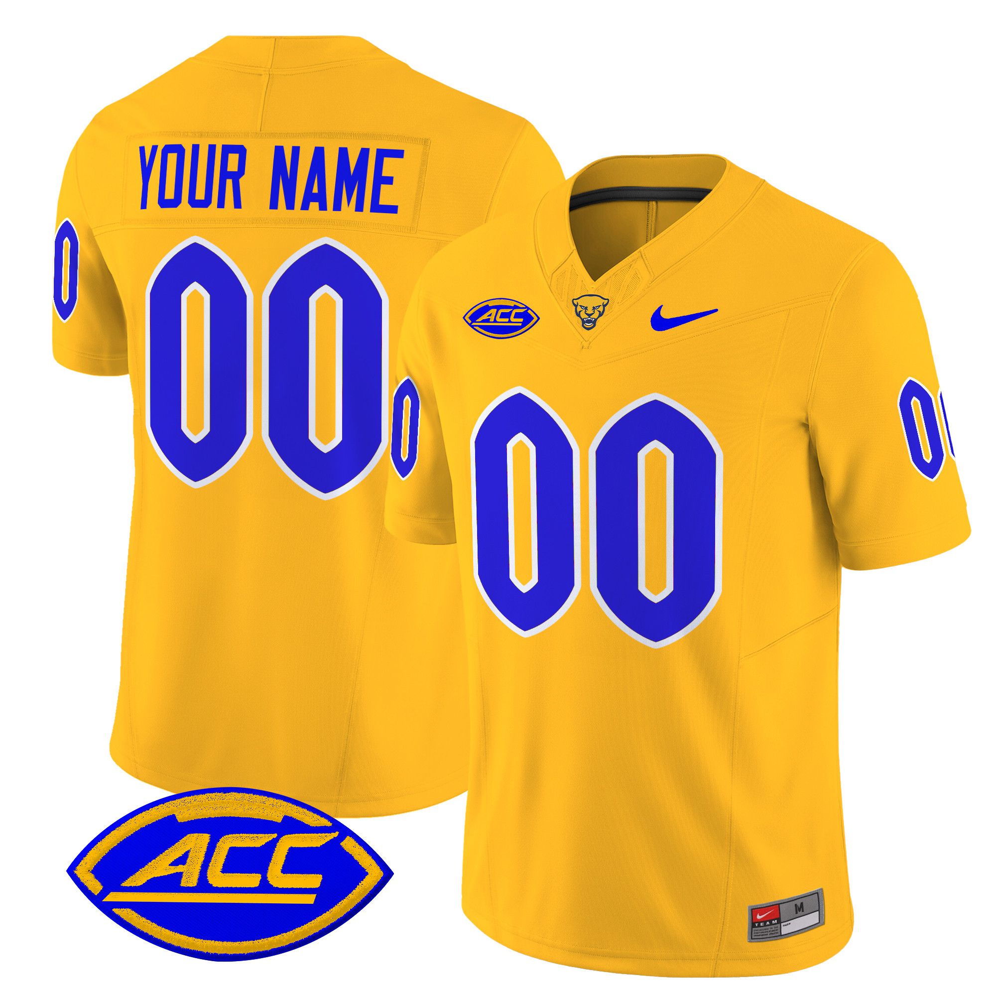 Men Pittsburgh Panthers Yellow Nike 2024 Vapor Limited Custom NCAA Jersey